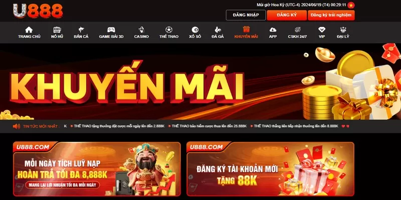 Khuyến mãi U888 được biên soạn để giúp người chơi kịp thời nắm bắt thông tin